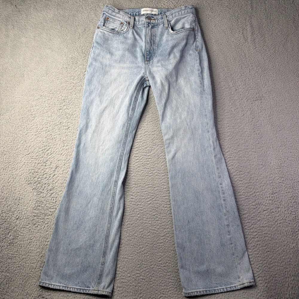 Aritzia Denim Forum The Marianne Mid Loose Flare Jeans Waist 26 Blue 32L